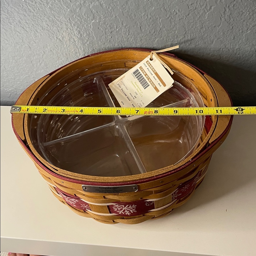 Longaberger 2010 Holiday Hostess Large Falling Snow Basket Divided & protector - Picture 9 of 11